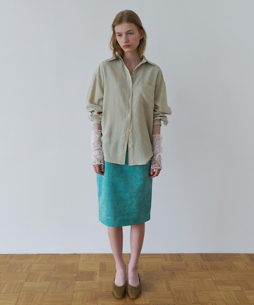 OVERDUEFLAIR Retro-Mood Mid Skirt_Aqua Mint