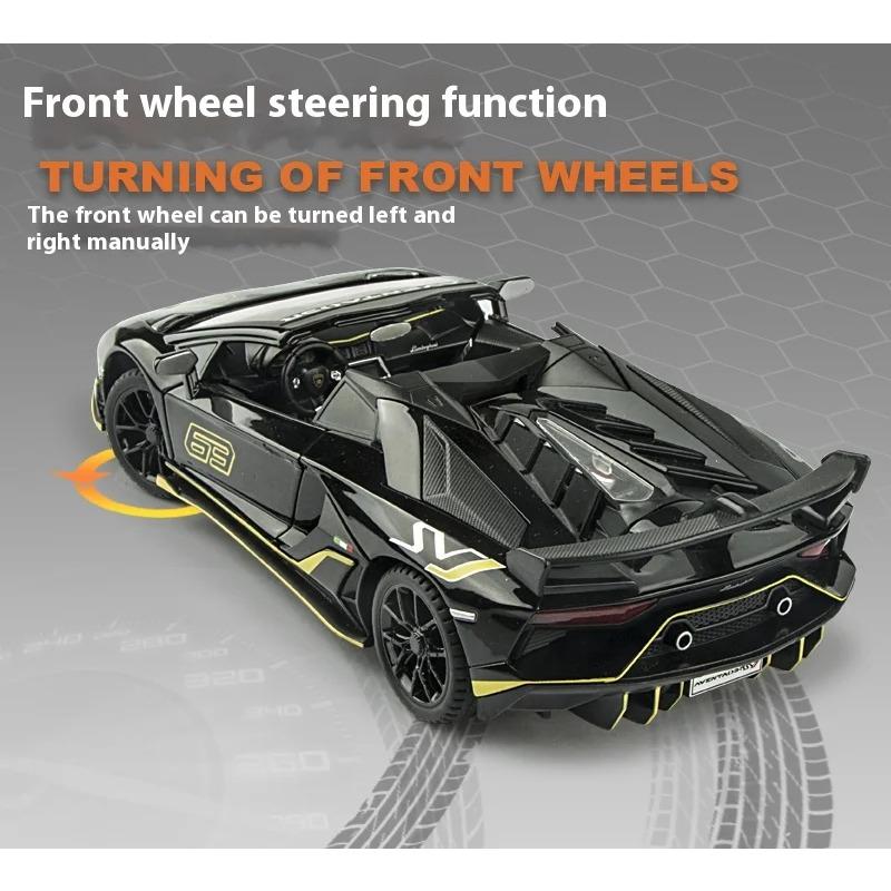 1/24 Scale Lamborghini SVJ63 Racing Car Simulation Alloy Car Model Sound and Light - Suitable for Children's Toys and Collections