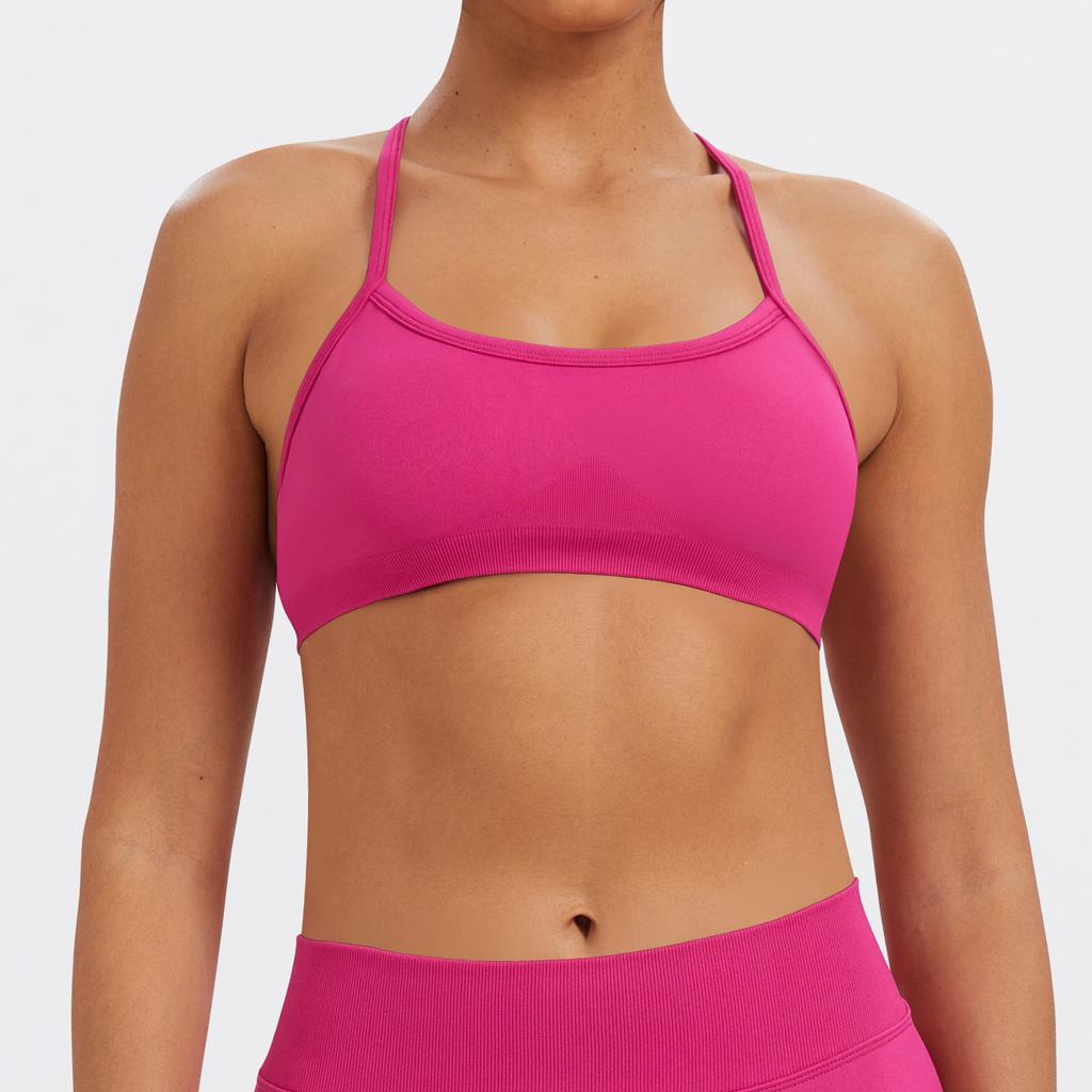 Women Seamless High Stretch Yoga Sports Bra, Lycra Spandex Convertible Removable Straps Fitness Tank Top