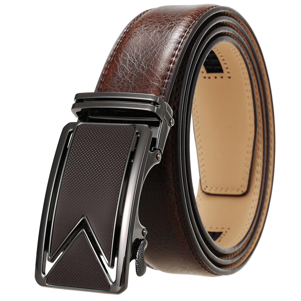 Men'S Belt Two-Layer Cowhide Automatic Buckle Belt, Business Belt Ly180-242-1