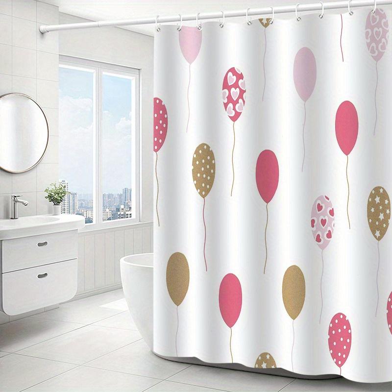 Red Balloon Pattern Shower Curtain - Whimsical Home Decor, Polyester, Machine Washable, Includes Hooks, , Bathroom Separator