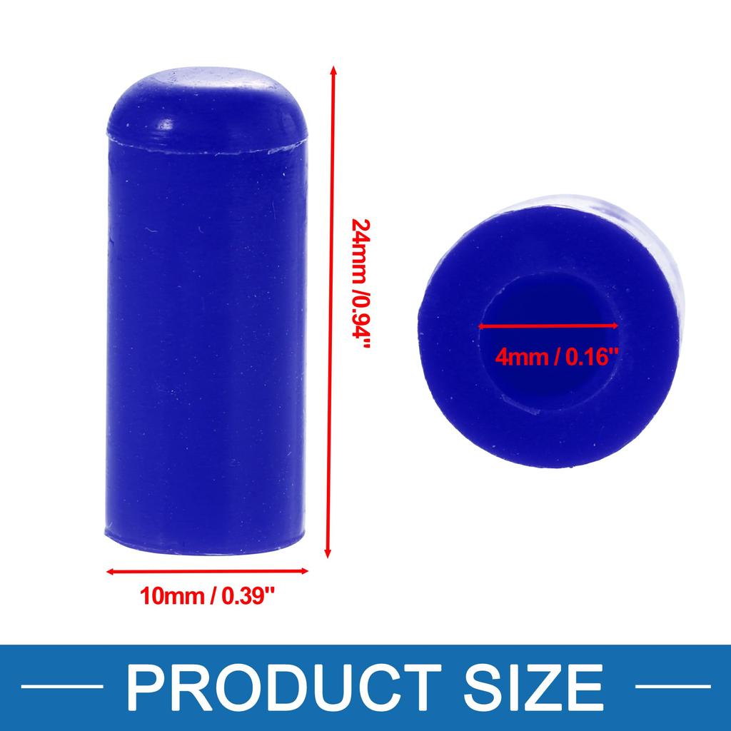 A ABSOPRO Car Silicone Hose Caps 4mm 0.16" Intake Vacuum Hose Tube End Plug Blue (Set of 10)