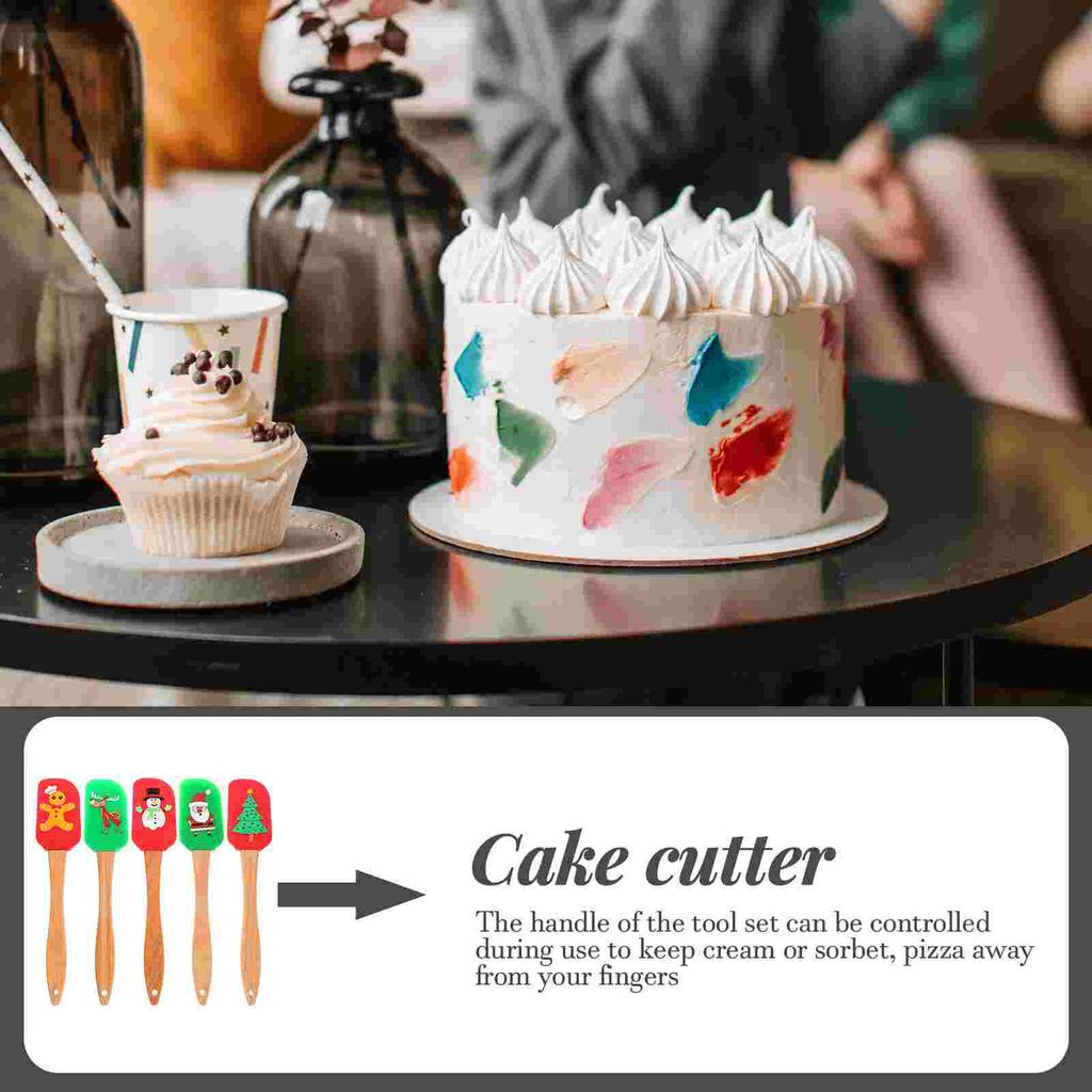 5 Pcs Premium Silicone Cream Scraper Baking Tools Multi Functional Pastry Spatula Kitchen Utensils Christmas Accessories