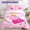 3Pcs Custom Name Peppa Pig Bedding Set Duvet Cover Closure Includes 1Duvet Cover 2Pillowcases Soft And Comfortable For All Seasons