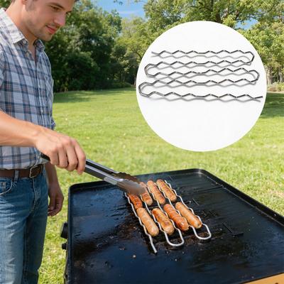 304 Edelstahl Wurst Grillrost Für Grill Spieß Röstwerkzeug Antihaft BBQ Spießrost