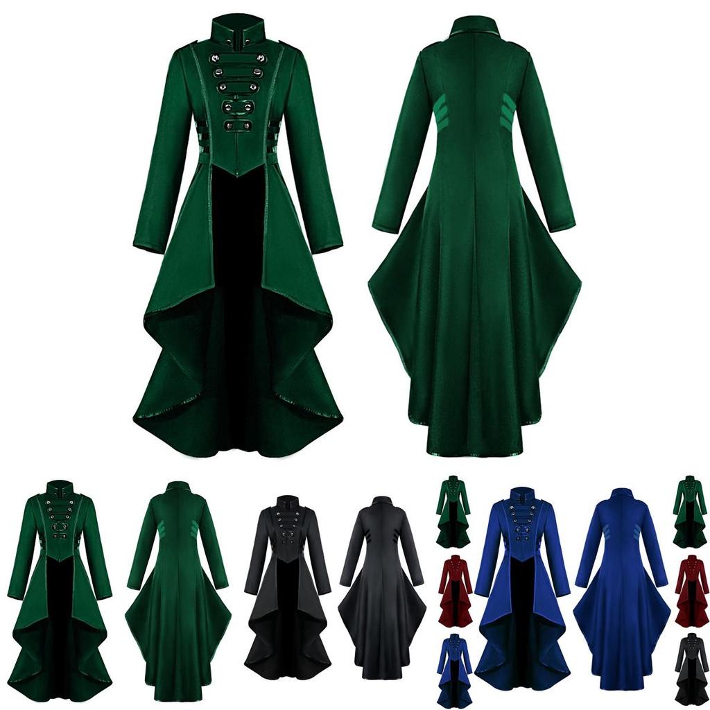Gorgeous Women Vintage Medieval Tuxedo Gothic Tailcoat In Black Red Blue And Green