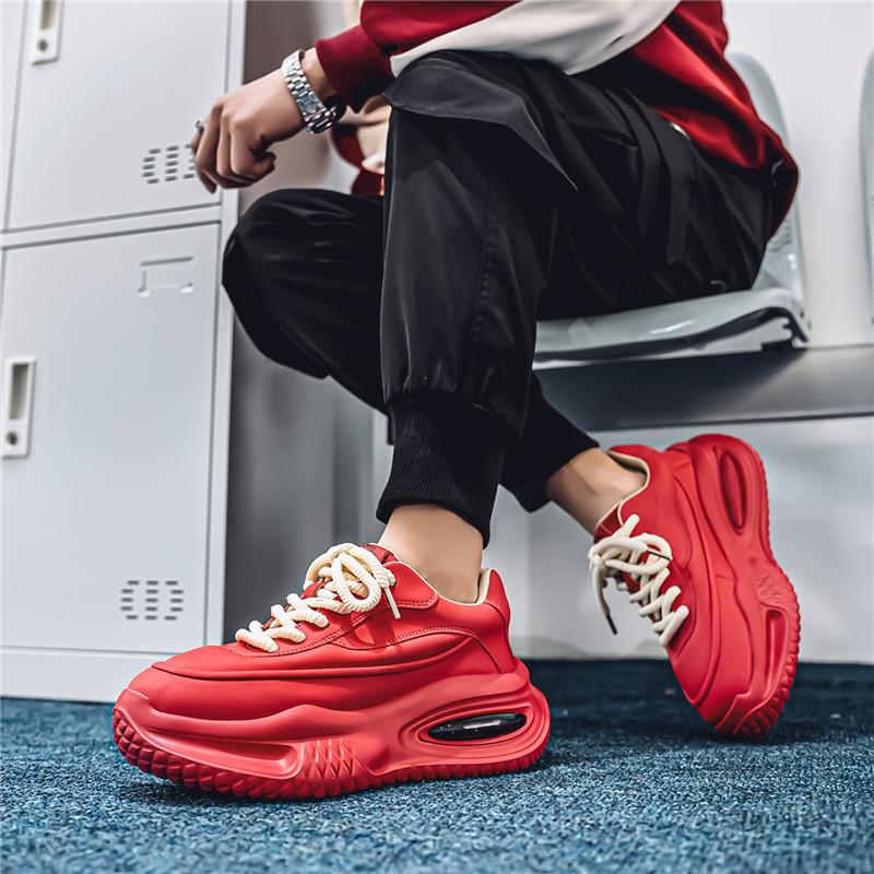 Herren Leder Trend Klobiger Sneaker Outdoor Rutschfest Atmungsaktiv Lässig Laufschuhe Bequeme Arbeitsschuhe