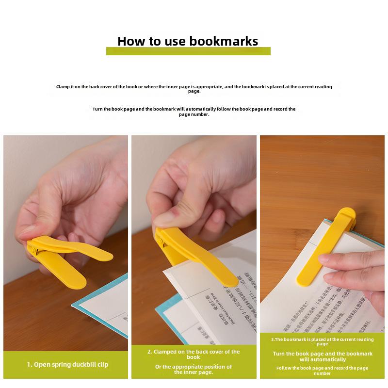 Silicone Bookmark Clip Cute Elephant Automatically Follows Page Flipping with Pen Holder Notebook Page Divider School Supplies