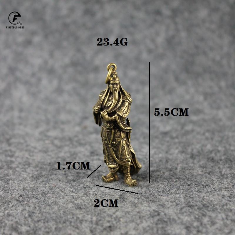 Copper Guan Gong Small Statue Ornaments Home Decoration Accesories Chinese God of Wealth Feng Shui Figurines Key Chains Pendants