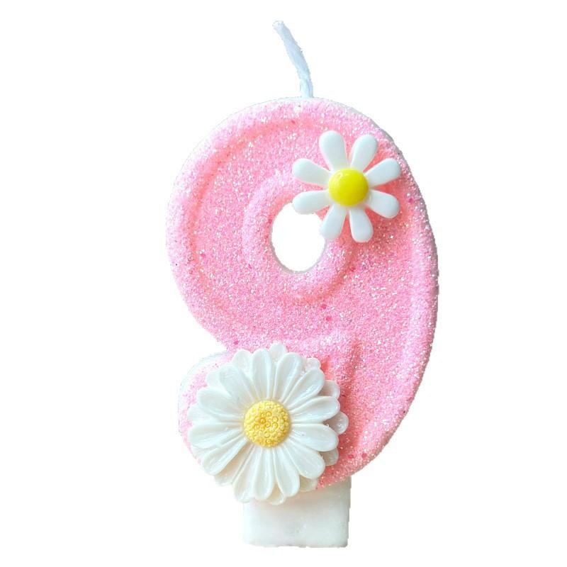 3D Number Cake Decorating Candle Pink Glitter Birthday Candles Digital Candle Cake Topper Birthday Party Anniversary Cake Decor