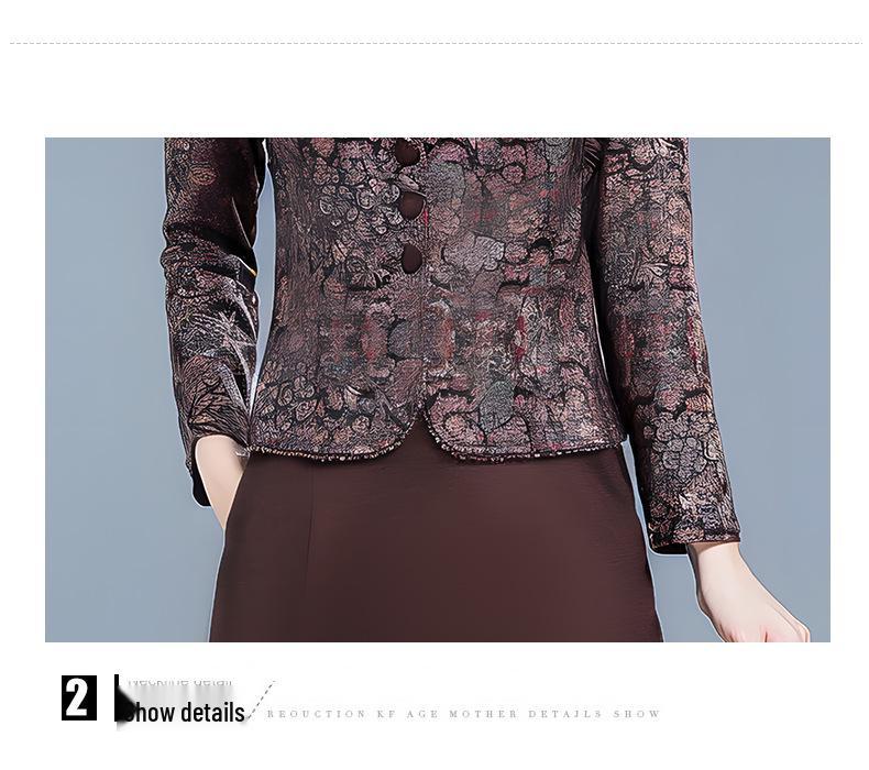 2026 Spring Slimming Temperament Dress: Mid-Length Two-Piece Style with Age-Reducing Print for Women