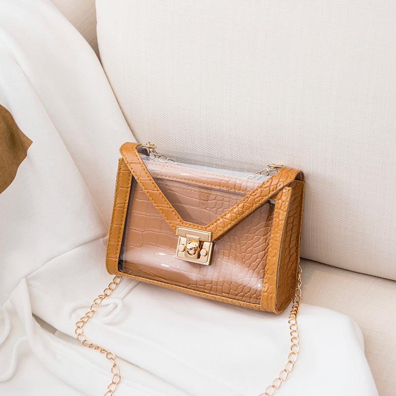 Guangzhou Women's Bag Fashionable Personalized Lock Chain Crocodile Pattern Jelly Mother Bag Small Square Bag Tide