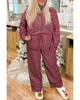Azura Exchange Red Plaid Printed Shirt and Pants Plus Size Lounge Set