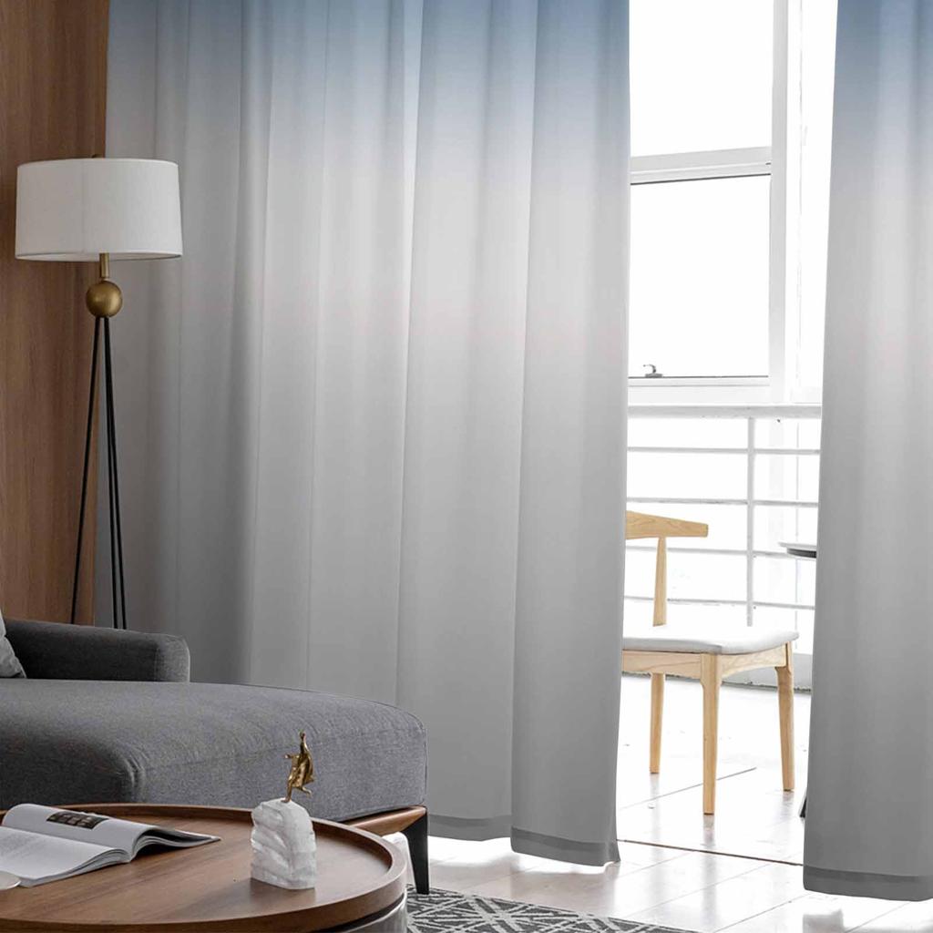 Blågrå Gradient Abstrakta Skira Gardiner för Barnrum Vardagsrum Voile Fönstergardiner Tyll Draperier