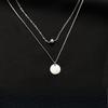 Cold Style Necklace for Women's Clavicle Chain Double-layer Round Brand Pendant Temperament Simple Design Versatile