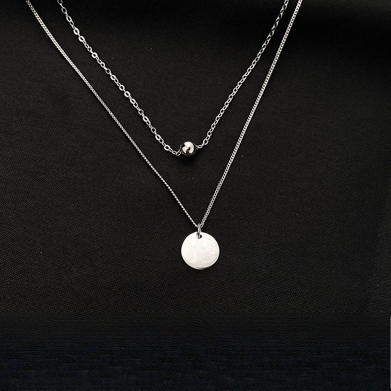 Cold Style Necklace for Women's Clavicle Chain Double-layer Round Brand Pendant Temperament Simple Design Versatile