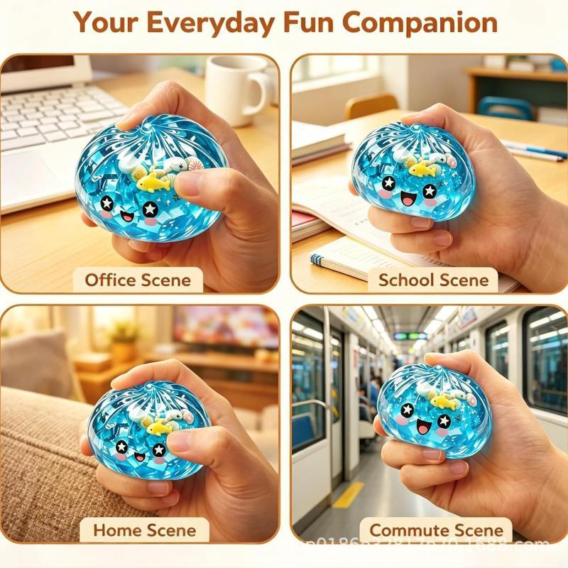Cute Ocean Theme Steamed Stuffed Bun Squeeze Toy Soft Slow Fidget Toys For Kids Adults Party Leisure Decompression Use