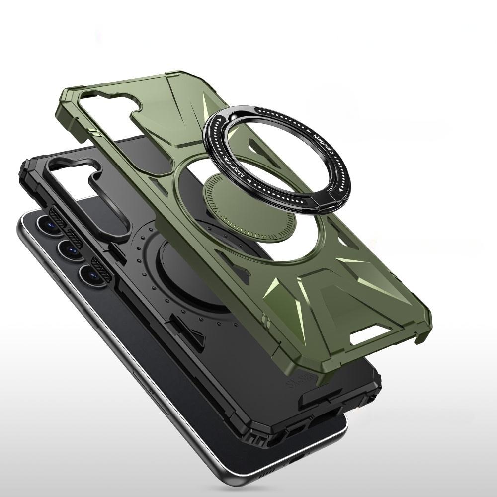 Case for Samsung Galaxy S24, Armored with a Stand and a Plate for the Holder, Green
