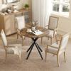 Round Dining Table for 2 People, Wood-Look Top, Steel Cross Legs, Rustic Brown