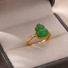 Stainless Steel Gold Color Rings For Women Vintage Green Gourd Adjustable Opening Ring Female Wedding Aesthetic Jewerly Gift