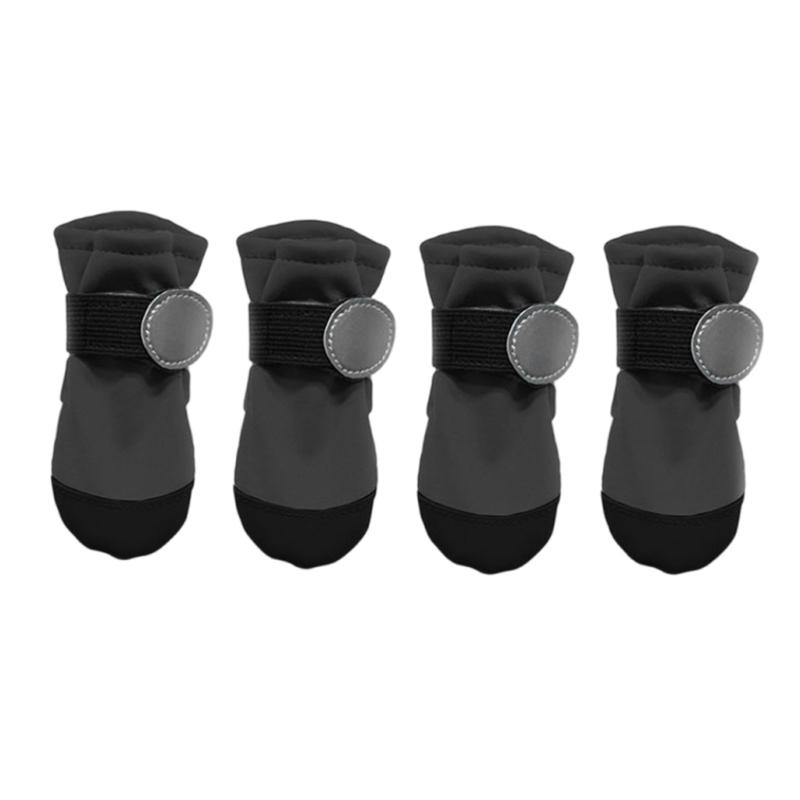 Pack of 4 Reflective Dog Bootie Waterproof AntiSlip Soles Soft Rain Shoes Paw Protectors for Small Breeds Hiking Walking