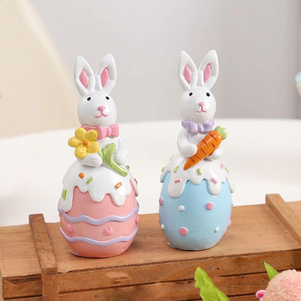 Hand-Painted Easter Bunny Figurine Colorful Cartoon Rabbit Statue  Lifelike Rabbit