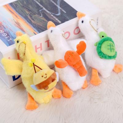 Lying Down Big White Goose Pulling Lobster Doll Pendant Plush Doll Toy Gift Girls Bag Doll Keychain