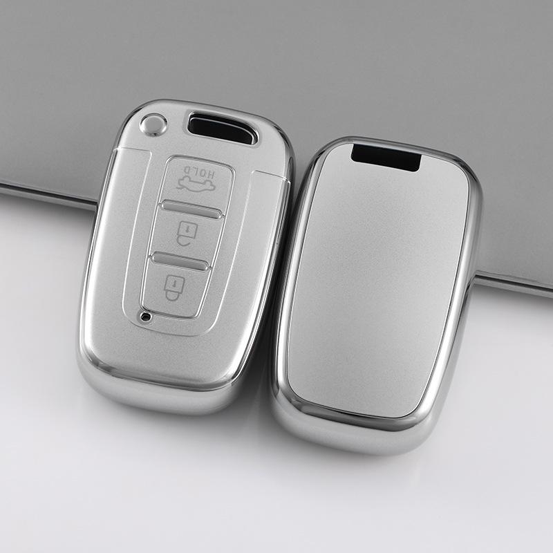 Hyundai Tucson L Quicksand Silver 4-Button Key Case - Korean Car Interior Protective Shell