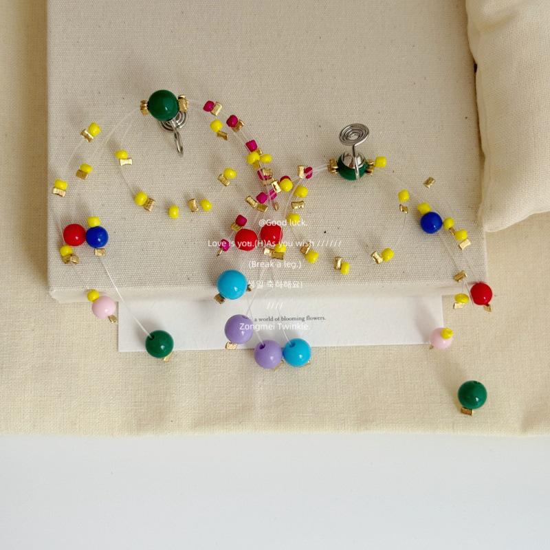 Colorful Fireworks Beaded Ear Clip Earrings - Fun Contrasting Colors, No Piercing Needed
