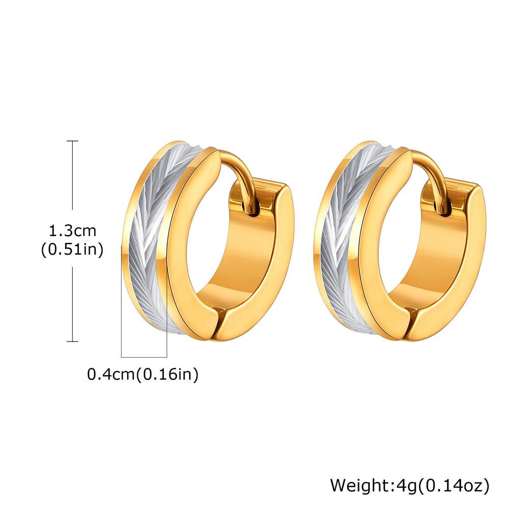 New Stainless Steel Hoop Earrings for Men,Waterproof Two Tone Huggies Earrings,Trendy Simple Jewelry Gifts