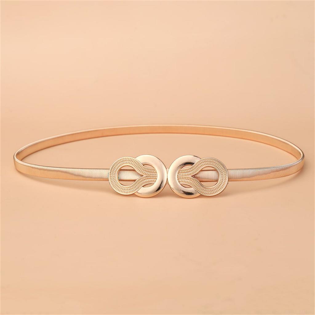 Gold Silver Metal Slim Belt Elastic Waist Chain For Women Formal Casual Outfit Enhancement
