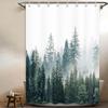 Misty Forest Trees Shower Curtain Machine Washable All Season Waterproof Privacy Protection 2D Print Nature Design Zen 12 Hooks