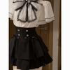 Completo due pezzi: Top in chiffon giapponese con maniche a tromba e gonna estiva attillata