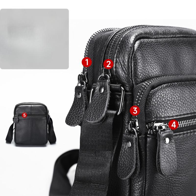 Leather Shoulder Bag Men's Premium Layer Leather Vertical Business Commuter Bag Men's Casual Crossbody Bag Men's Bag