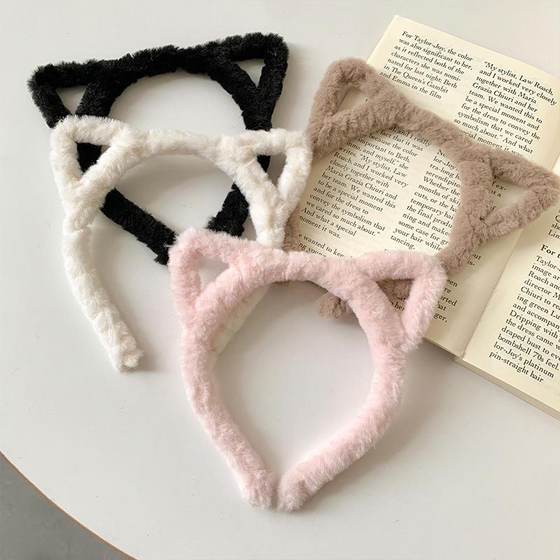 Plush Winter Furry Rabbit Ear Hairband Cute Hair Bundle Furry Headband Sweet Wash Face Headband Girl Head Hoop Hair Accessories