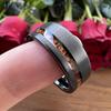 6MM 8MM Black Wedding Band For Men And Women Offset Groove With Real Wood Inlay Trendy Gift Jewelry Comfort Fit