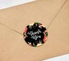 Darling Souvenir 45 Pcs Round Floral Border Black Thank You Stickers Wedding Envelope Seal-1.6