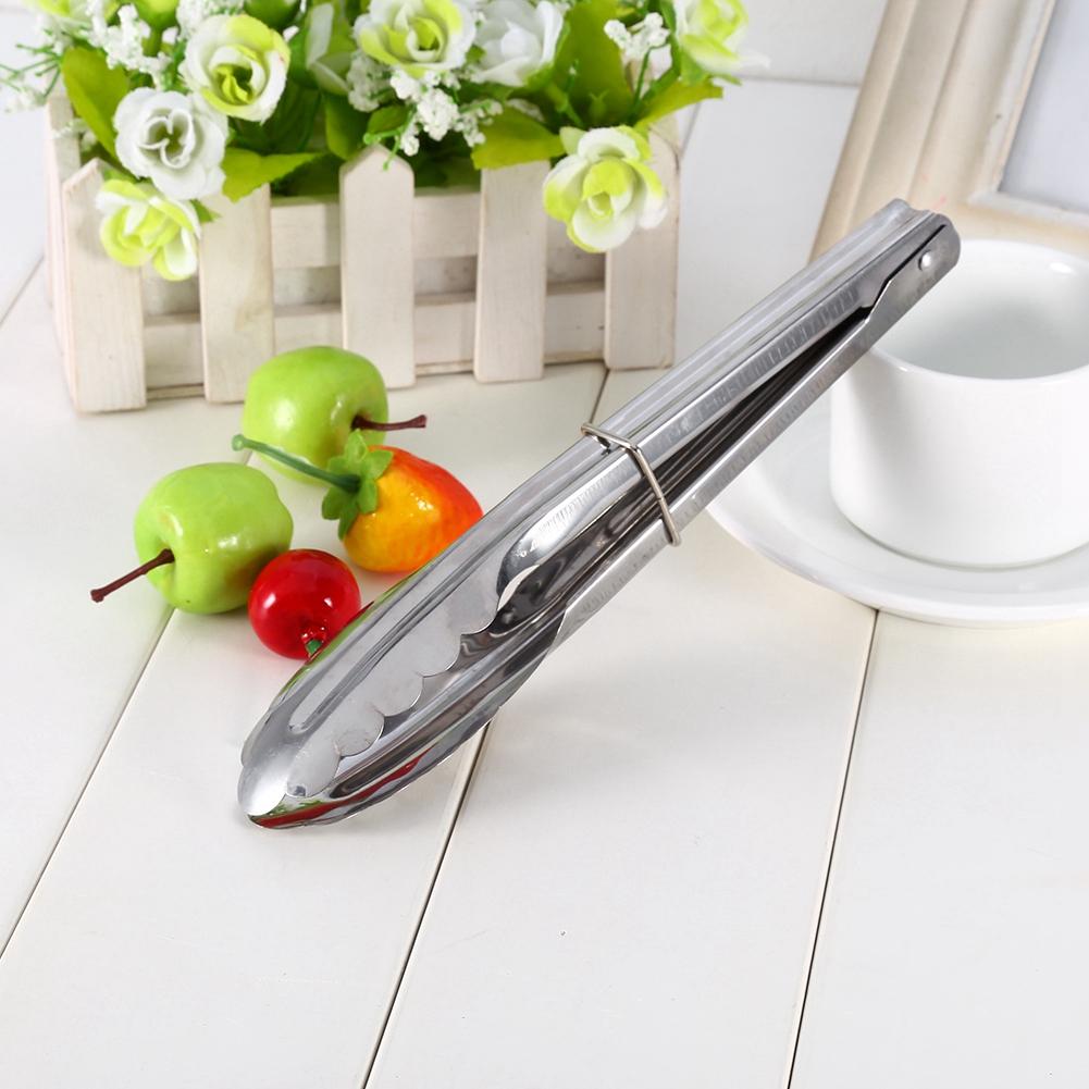 9" Stainless Steel BBQ Clip Buffet Food Tongs Bread Steak Kitchen Serving Clamp Tools