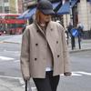 Loose Fit Women Jacket Fall Winter Single-breasted Double-breasted Thickened Cardigan Coat Long Sleeves Stand Collar Chest Pockets Outwear Casual
