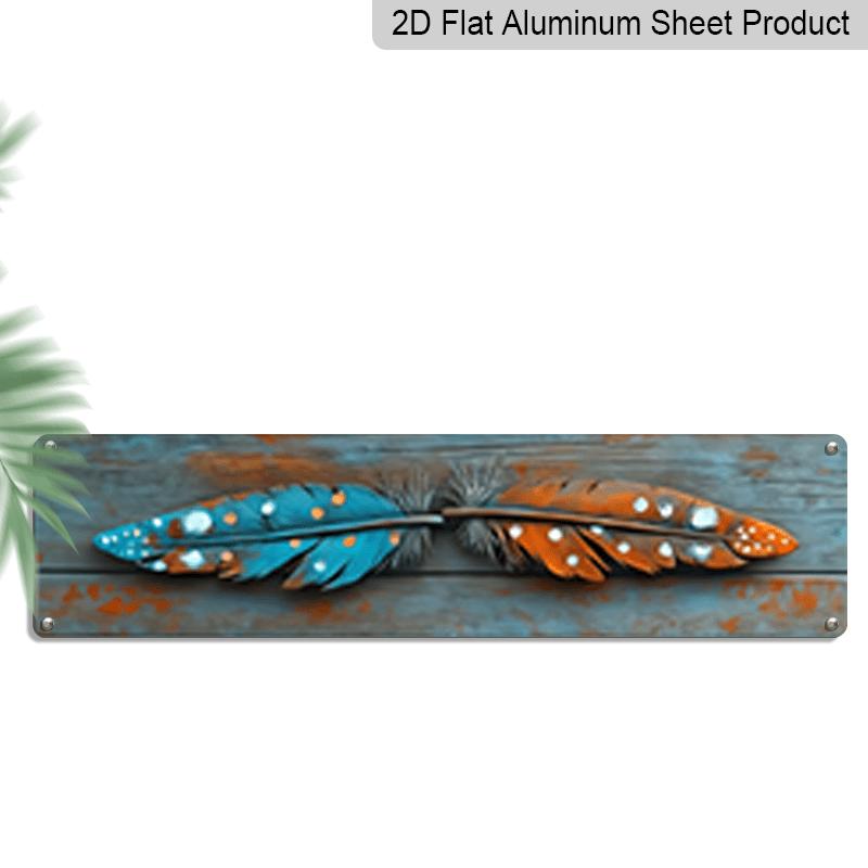 

15.7×3.94inch Vintage Feather Metal Sign, Rustic Wall Aluminum Sign/decorative Sign Featuring A Colorful Feather Design, Ideal for Home, Kitchen 40cm x 10cm