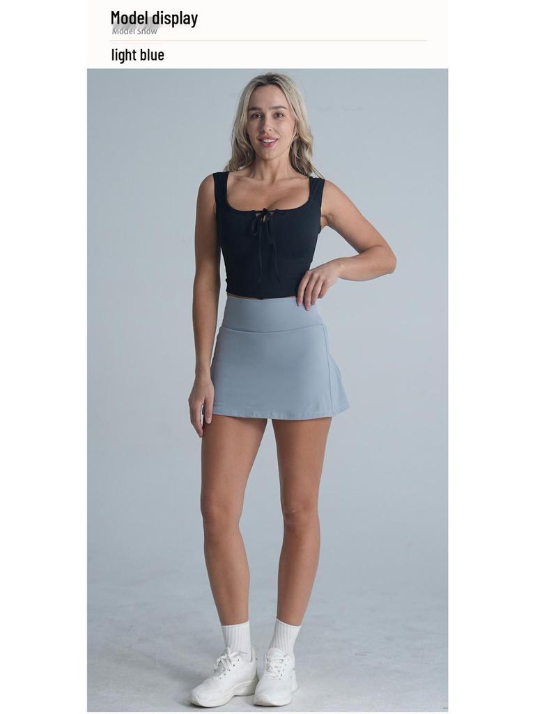High-Waist Quick-Dry Tennis & Yoga Skort with Built-In Shorts