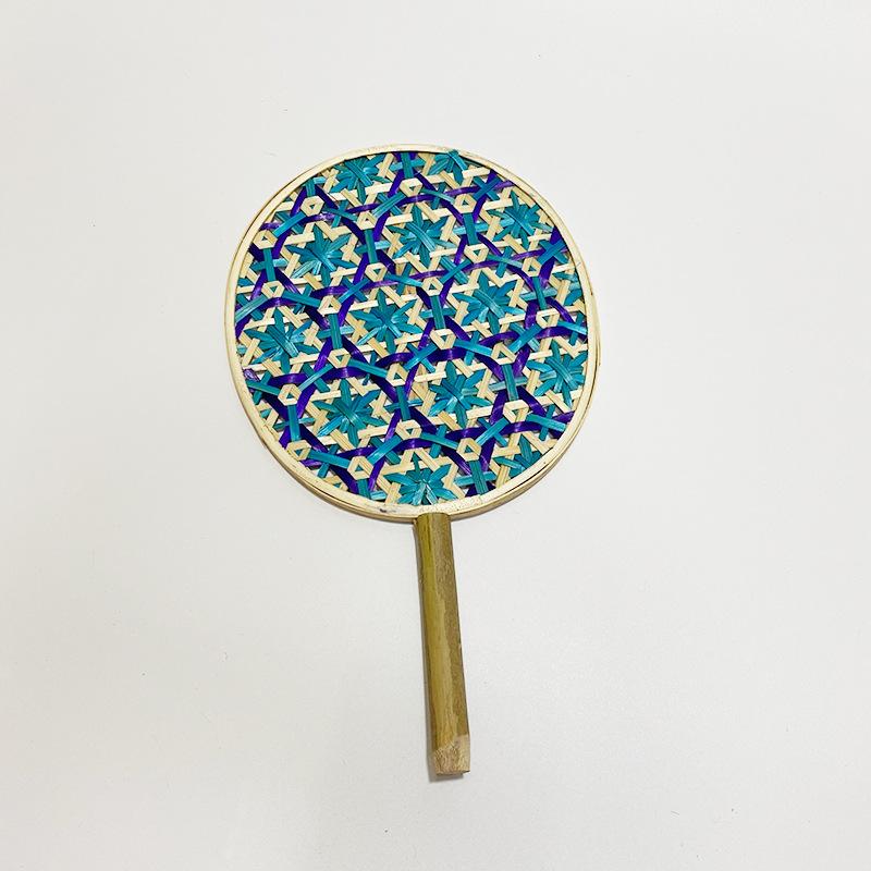 1pc Colorful Handmade Fan Ethnic Style Bamboo Woven Fan Summer Anti-mosquito Cooler Braided Hand Fan Crafts Home Decoration