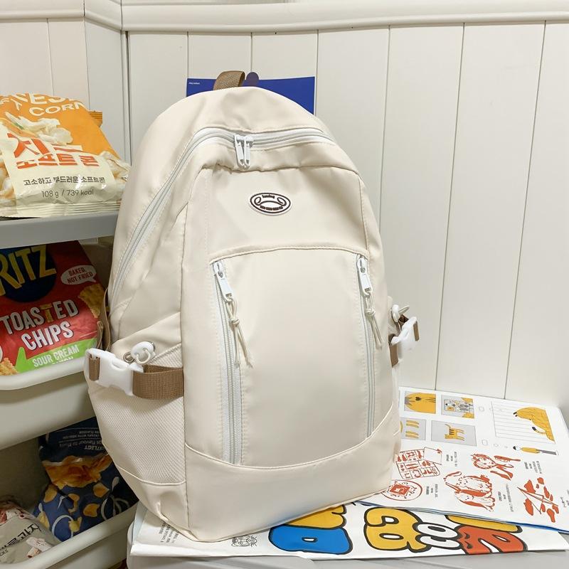 School Bag Simple School Bag Women's New Vertical Zipper Nylon Large-capacity Backpack Junior High School Students Class Backpack