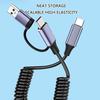 High Efficiency 2 in 1 USB C Fast Charging Data Cable with Intelligent Power Distribution Stretchable Spring Mechanism