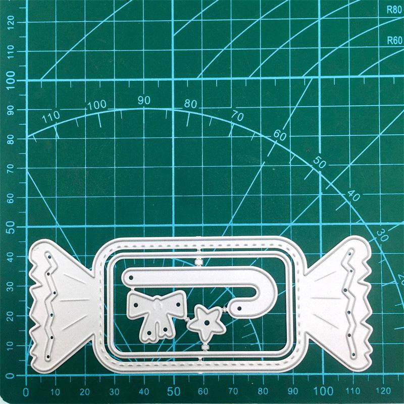 Christmas Candy Bow Design Pattern Metal Cutting Die Stencil for DIY Scrapbooking Album Photo Embossing Paper Card Craft Decor