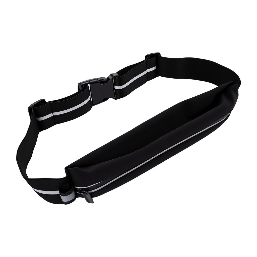 Running Waist Pack Reflective Strips Water Proof Adjustable Strap 3 Pockets Running Belt Black