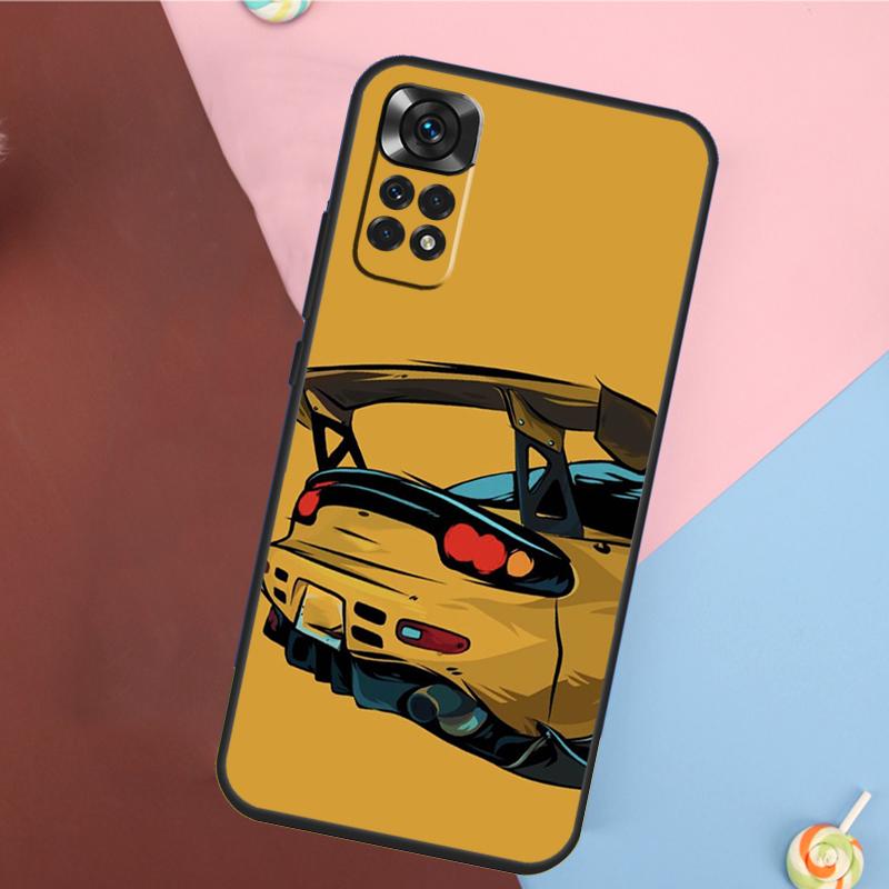 Japan JDM Sports Car Case For Xiaomi Redmi Note 11 11S 10 10S 9 9S 12 Pro Redmi 12C 9C 10A 10C Soft Cover Shell