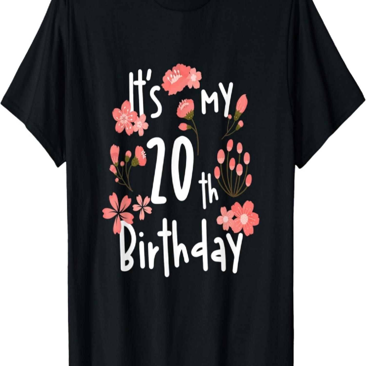 Its My 20th Birthday Shirt Cherry Blossom Happy Birthday T-Shirt S чёрный