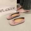 Flat Shoes Round Head Candy Color Suede Single Shoes 2025 Early Spring Ballet Shoes Temperament Evening Shoes Grandma Shoes