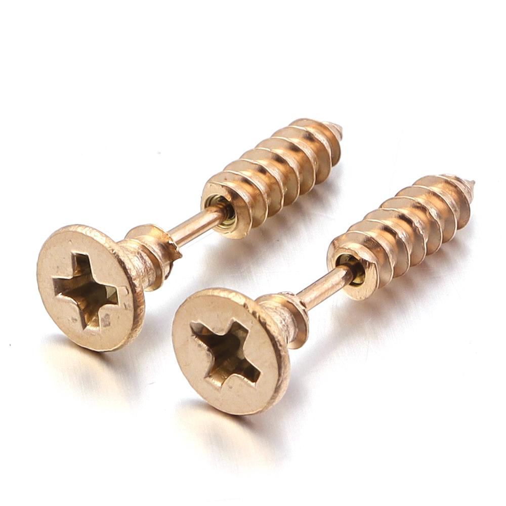1 Pair Unisex Women Men Earrings Stainless Steel Piercing Nail Screw Stud Earrings Punk Rock Helix Ear Piercings Spiral Jewelry